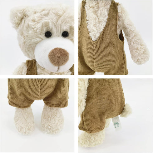 MR VIVICARE 13.5" Cream Beige Bear Stuffed Animal - Knitted Dressed Plush Teddy Bear for Kids and Newborns - Great