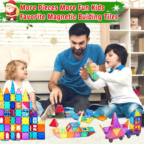 100PCS Magnetic Tiles Blocks for Kids Ages 3-8, STEM Educational Magnet Building Toys for Toddlers, Gifts for 3-8 Year