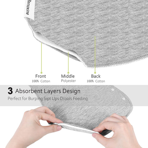 Burp Cloths & Baby Bibs 2-in-1 Set - Large Size 3 Layers Cotton, Super Soft and Absorbent for Teething