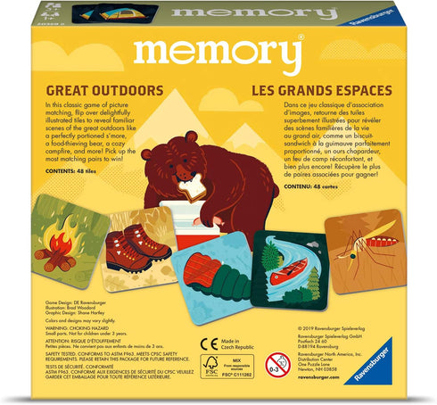 Ravensburger Great Outdoors Memory Game | Fun Camping Matching Game for Boys & Girls Ages 3+ | Builds Memory Skills -