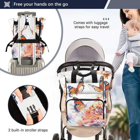 SUABO Backpack Baby Diaper Bag Bunch Of Buterflies Large Bag Waterproof Travel Diaper Bags for Moms and Dads