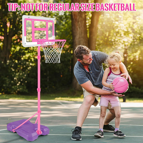 Kids Basketball Hoop with Stand - Adjustable Basketball Set for Boys Age 3-8, Indoor Outdoor Sport Game Gifts