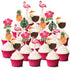 Luau Cupcake Toppers | Tropical Cake Decorations with Flamingo, Pineapple, Palm Leaves | 72 Picks