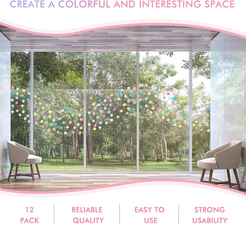 Zonon 240 Pieces Polka Dots Wall Decals, 2 Inch Multi-Color Rainbow Vinyl Dots for Playroom, Bedroom, Nursery, Living