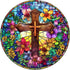 Wooden Puzzles for Adults, Stained Glass Cross Wood Puzzles Adult, Unique Animal