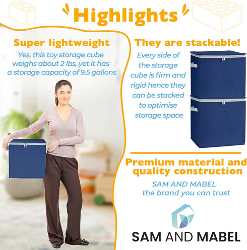 13" 13" 13" SAM AND MABEL Toy Storage Organizer with Play Mat for Kids x x Storage Box, Stackable and Foldable Cubby