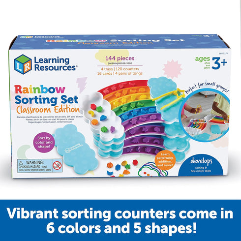 Learning Resources Rainbow Sorting Set - Classroom Edition, 144 Pieces, Ages 3+, Fine Motor Skills, Teacher Supplies