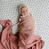 35x35 Inch mushie Extra Soft Baby Blanket | Cotton and Elastane Ribbed Receiving Blanket, Swaddle, Stroller | (Blush)