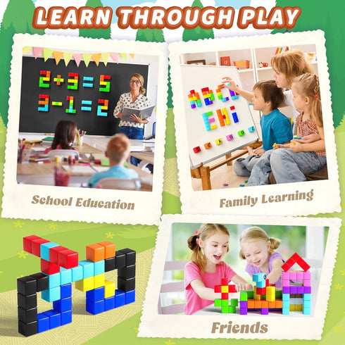 116PCS 3 4 5 6 7 8, Magnetic Blocks with Magnet Eyes Toy, Magnetic Building Blocks with Storage Bag for Kids Gifts