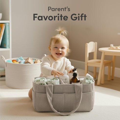 PUTSKA Baby Diaper Caddy Organizer for Changing Table Stylish Nursery Storage Basket, Newborn Essentials, Baby Shower