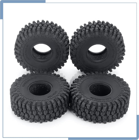 4PCS RC Soft Rubber 1.0 Tires, 64MM Foam Insert for 1/18 TRX4M Upgrades, 1/24 SCX24