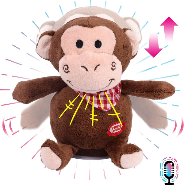 Hopearl Talking Monkey, Nodding Electric Interactive Animated Toy, Speaking Plush Buddy for Toddlers, 6.5''