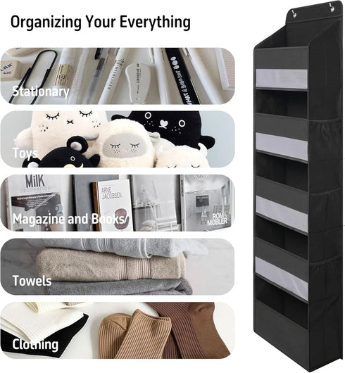 Heavy Duty Over Door Organizer, Large Wall Mount Hanging Storage for Closet and Nursery, Black