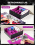 ZLCA Trading Card Storage Box - Holds 2400+ Cards, MTG Deck Box with 4 Stoppers, Black & Purple Organizer.
