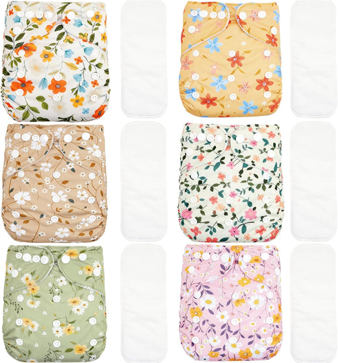 CoolaPeach 12 Set Reusable Adjustable Cloth Diapers for Newborn to 0-3 Years,One Size