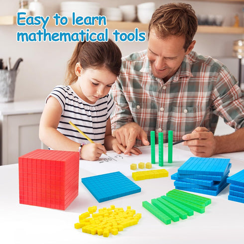 Plastic Base Ten Blocks Set, Maths Manipulatives for 2nd Grade Classrooms, Counting Cubes for Learning Maths
