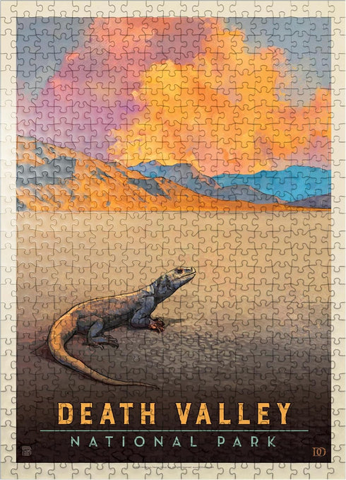 MyPuzzle Death Valley National Park: Chuckwalla Lizard Vintage Poster - Premium 500 Piece Jigsaw Puzzle for Adults