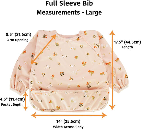 Torange Waterproof Long Sleeve Bib Machine Washable Baby Bibs for Eating Baby Smock Bib for Toddler BLW Supplies