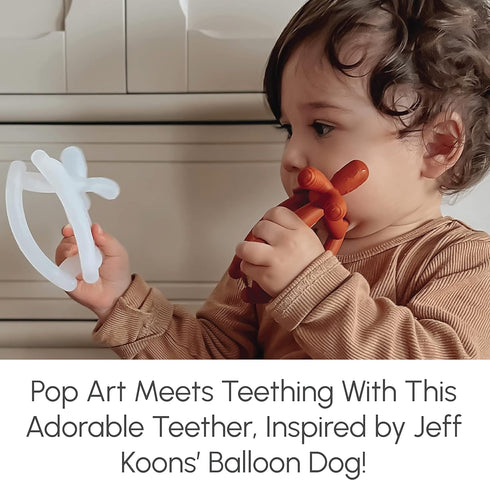Smooch Rocking Teething Toys for Babies 0-6 Months, Easy to Hold Silicone Teether, Soothes Sore Gums (Clear)
