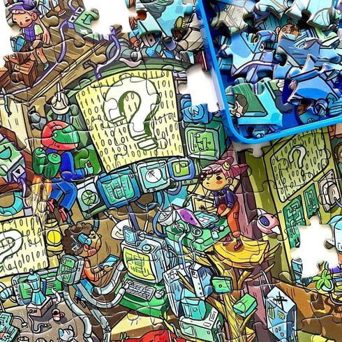 Techno Dystopia by Evermade - Hidden Message Mystery Jigsaw Puzzle for Adults, 1000 Pieces, Frameable Art