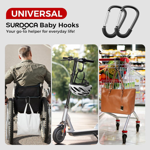 Mommy SURDOCA Stroller Hooks, Large Stroller Hooks for Bags, Universal Stroller Clips and Hooks, Hook for Stroller
