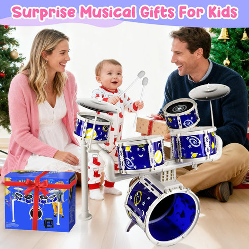 Set 5 3 4 5 3-5 Toy Drum for Kids Toddler Jazz Drum Kit with Drums Musical Instruments Toys for Year Old Boys Girls