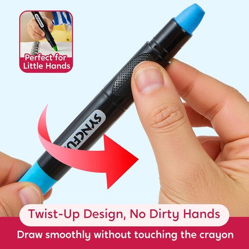 24 3+ SYNCFUN Pcs Twistable Silky Window Crayons, Washable Crayons, Glass and Paper, Easy to Hold & Quick-Drying Art