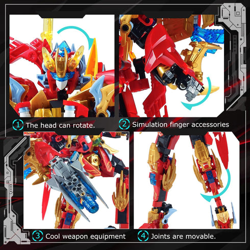 Mecha Building Blocks 2in1 Animal Transforming Robot Set with Vermilion Bird Collectible Toys for Ages 8+