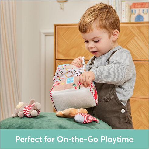 GUND My First Gingerbread House 5-Piece Playset, Soft Collection Sensory Toy for Babies with Rattle and Squeaker, 7.5”