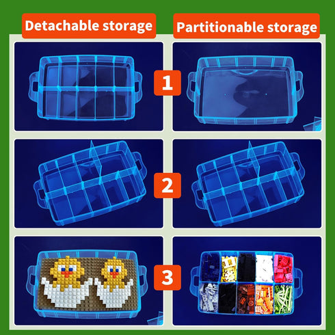 Stackable Storage Box for Lego with 30 Compartments - Organizer for Barbie Dolls and Toy Bins