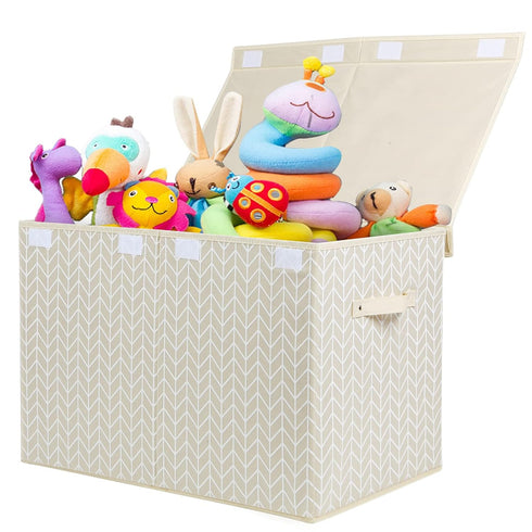 Large Toy Storage Box Chest with Lid, Sturdy Organizer Baskets for Kids, Girls, Boys, Living Room, Nursery, Bedroom,