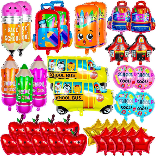 ZHWKMYP 38 Pcs Back to School Balloons, School Helium Mylar Balloon, Apple Pencil