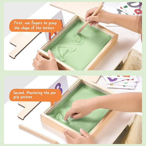 Montessori Sand Tray for Kids,Writing Play Sand Tray with Lid for Classroom Practice Writing Letters and Numbers