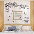 LiveGallery Removable Black Vinyl Flowers Wall Decals, DIY Flower Vines and Butterfly Stickers for Home Decor