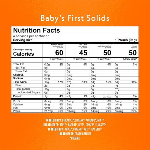 Pack 4ct/3.2oz Once Upon a Farm Variety Organic Baby Food