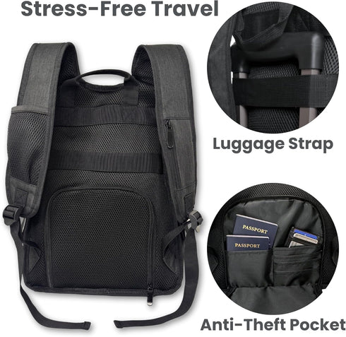 Backpack JOHAR Diaper - Spacious, Waterproof with Changing Pad, Insulated Pockets, Anti-Theft Pocket - Black