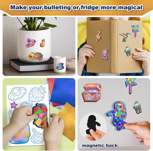 FLUXOJOY Set 4 5 6 7 8 9 10 11 12 Foil Art Craft Kits for Kids, Mess -Free Fun Activity for Child, DIY Printing Craft