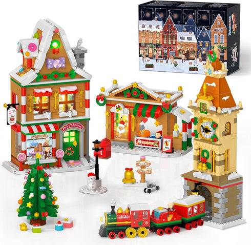 INSOON 2025 Advent Calendar Christmas Mini Building Set with Light, 24 Days