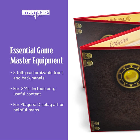 Stratagem The Master's Tome 4-Panel Customizable GM Screen with Free Inserts - Black
