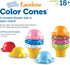 Learning Resources Smart Snacks Rainbow Color Cones - Ice Cream Toy Scoop, Sensory Play Food, Fine Motor for Toddlers