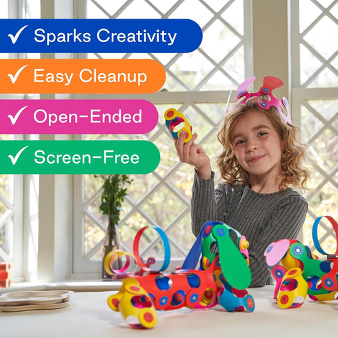 Pack 24-Piece Playset Clixo Window Travel - Fun Magnetic Toy for Kids - Suncatcher Kit with Prisms & Suction Cups