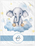 Novusopt Personalized Elephant Baby Blanket with Custom Name, Lightweight Flannel Receiving Blanket for