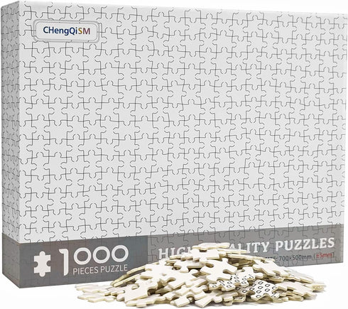 Jigsaw Puzzles 1000 Pieces for Adults - Pure Blank White Puzzles - Solid Color Hardest Difficulty Jigsaw Puzzle