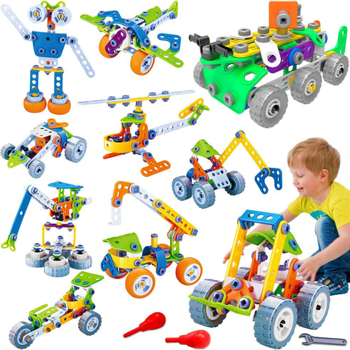 MOONTOY 11 in 1 STEM Toys for 4-8 Year Old Boys, Birthday Gifts Building Toys, Educational Blocks