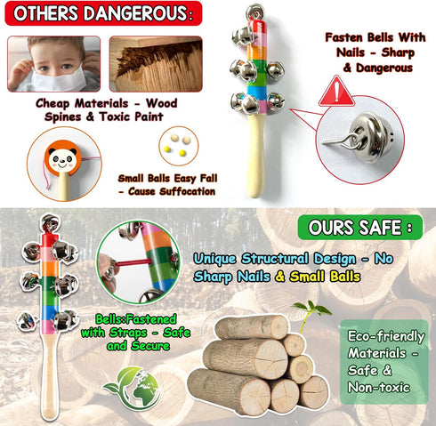 Set LOOIKOOS Toddler Musical Instruments,Wooden Percussion Instruments Toy for Kids Preschool Educational Musical Toys