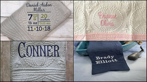Monogrammed Personalized Baby Blanket Baby Quilt Blankets for Boys and Girls Embroidered Baby Gifts Chase