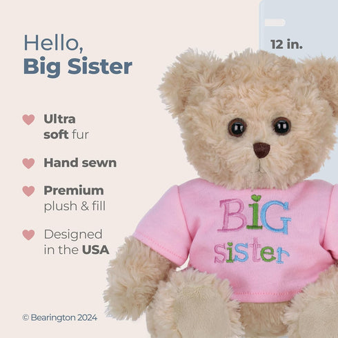 Bearington Big Sister Teddy Bear, 12 Inch Stuffed Animal