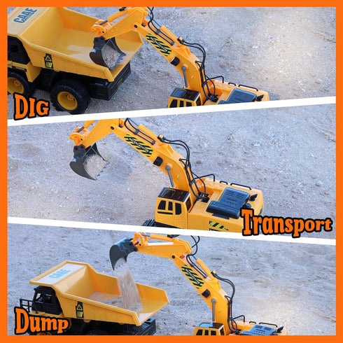 RC Toys Construction Excavator Car, Kids Birthday Gift for Boys & Girls 4-9 Years, Best Toddler Sand Play Vehicle
