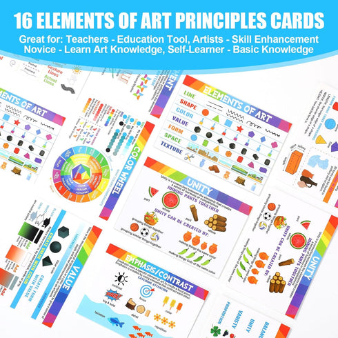 25 Pcs Art Dice Game, 9 Art Inspiration Dice and 16 Education Cards for Creative Drawing and Painting Set
