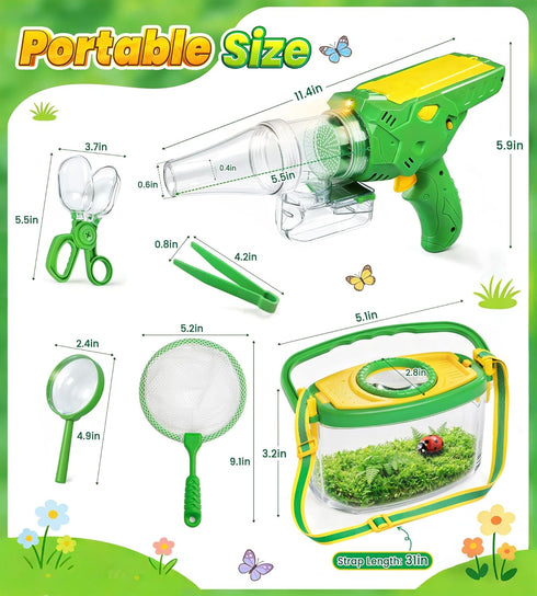 3-12 Bug Catcher for Kids, Bug Vacuum Catching Kit with Bug Collector Butterfly Net Magnifying Glass Bugs Grabber